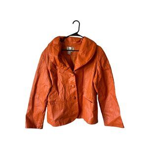 Vintage Spiegel 100% Leather Y2K Biker Orange Women's Size 18 Plus Size Jacket